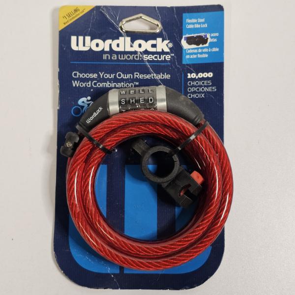WordLock Resettable Word Combination Cable Bike Lock - Red (6'x.5")