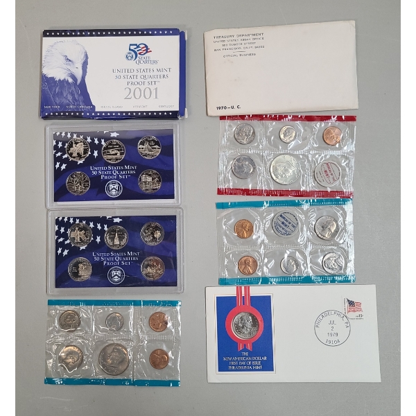 Assorted U.S Uncirculated Sets, Proof Coin Sets & First Day Issue Susan B. Anthony Dollar 