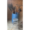 Image 2 : *Pick Up At Mantua Home-No Shipping Available* Vintage 25'' Step Stool & 50 Gallon Plastic Drum With