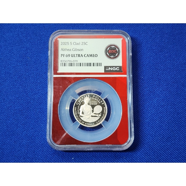 2025- S Clad Althea Gibson Quarter Graded NGC PF 69 Ultra Cameo