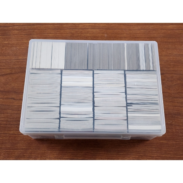 Plastic Storage Container Loaded With Assorted Trading Cards ~ Football, Basketball & Baseball!