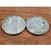 Image 2 : Two 90% Silver United States Washington Quarters ~ Face Value $0.50
