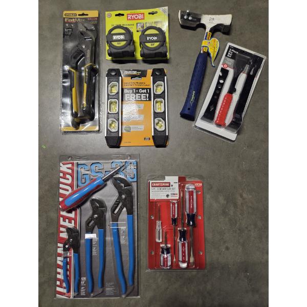 All New Tool Group- Pry Bar Set, Channel Lock Set, Levels, Tape Measures & More!