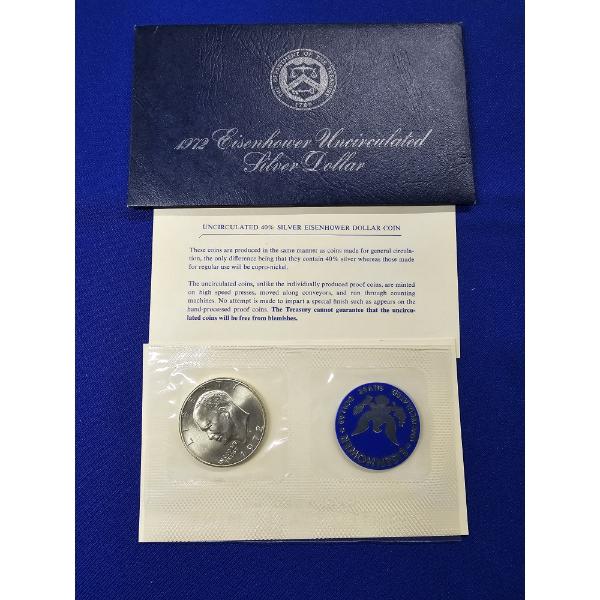 1972- S Eisenhower "Blue Pack" Uncirculated 40% Silver Dollar Coin