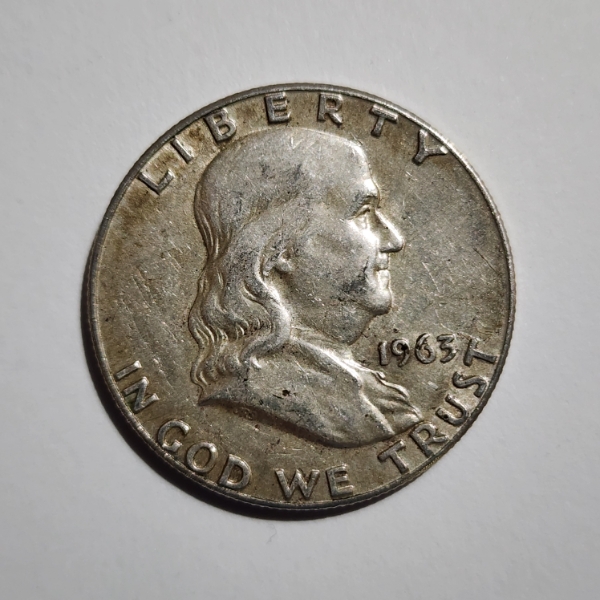 1963 United States 90% Silver Franklin Half Dollar ~ Great Silver Coin For Collectors!