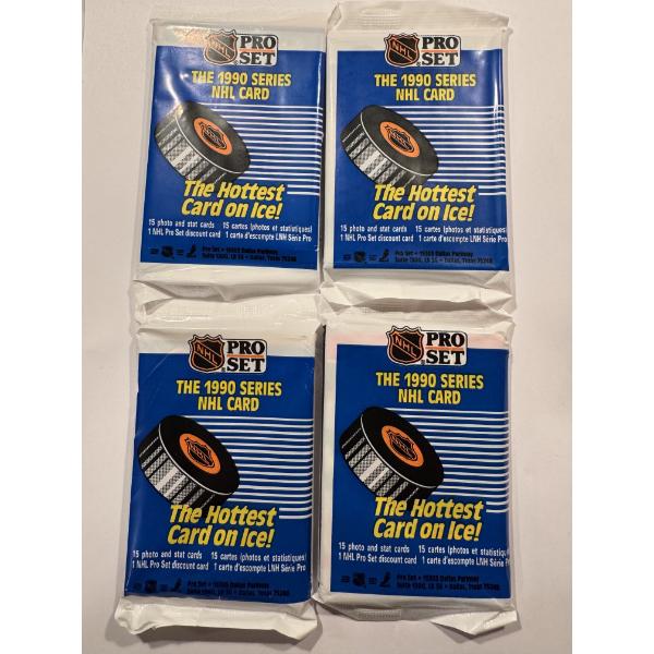4 - Unopened 1990 Pro Set NHL Hockey Cards Series One Wax Packs - Mint Condition 