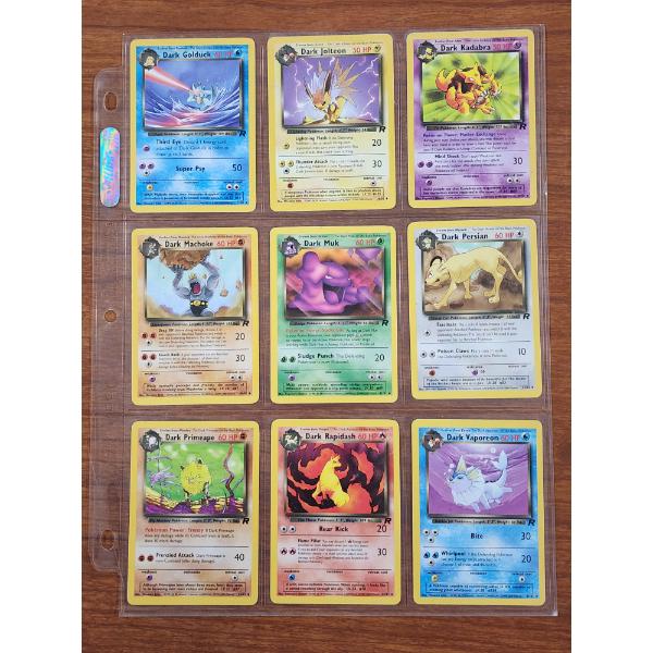 NINE Vintage Dark Pokemon Trading Cards Including Jolteon, Vaporeon & More! Very Collectible!