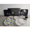 Image 1 : Lot of Kitchen Items: Baking Trays, Thermos, Plastic Plates, Glass Dome