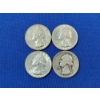 Image 1 : Four Assorted Years Silver Washington Quarters - 90% U.S. Silver - FV: $1.00