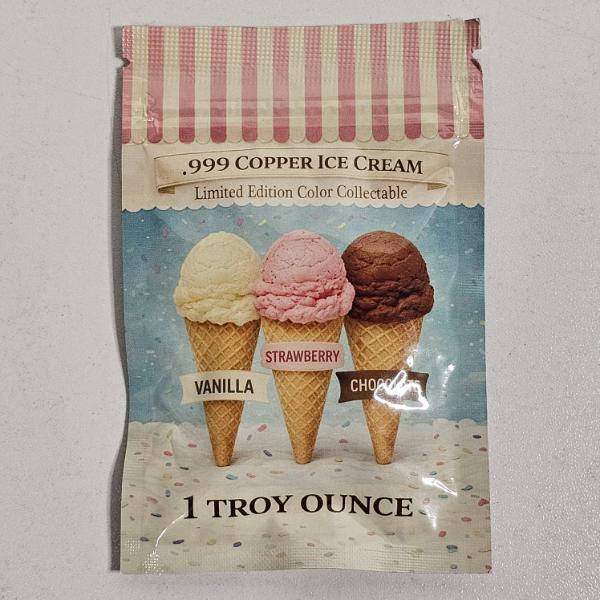 SEALED!!! Pan Metals Limited Edition 1 Troy Ounce .999 FINE Copper Ice Cream Series Collectable