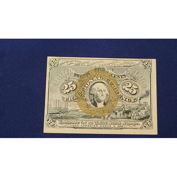 United States 25 Cents Second Issue Fractional Currency FR#1283 Without Surcharges On Back 