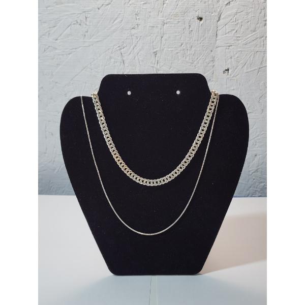 2 Sterling Silver Chain Necklaces Total Weight 35.6g 18in & 30in