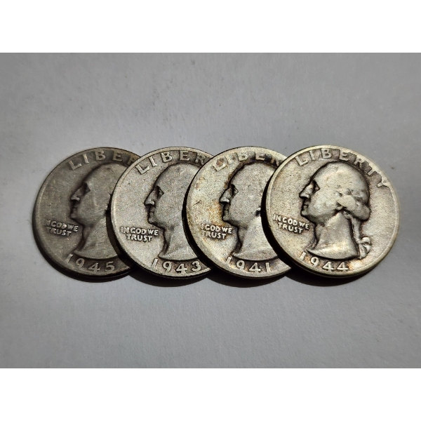 $1.00 Face Value in Assorted United States 90% Silver Washington Head Quarters 