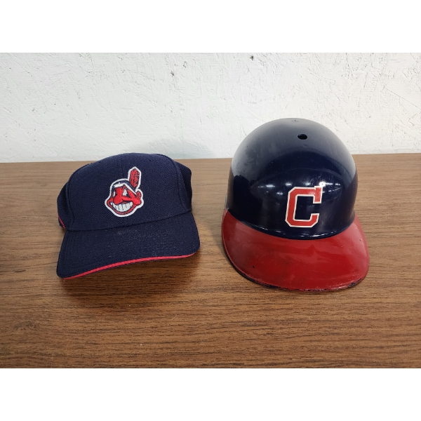 Cleveland Indians Helmet Replica and Baseball Cap - Good Condition!