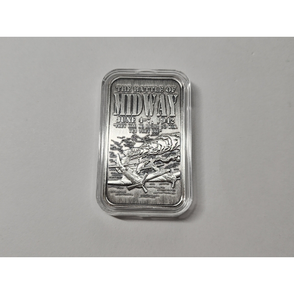 Battle Of Midway Commemorative 1 Troy Ounce 999 Fine Silver Art Bar St. Louis Mint