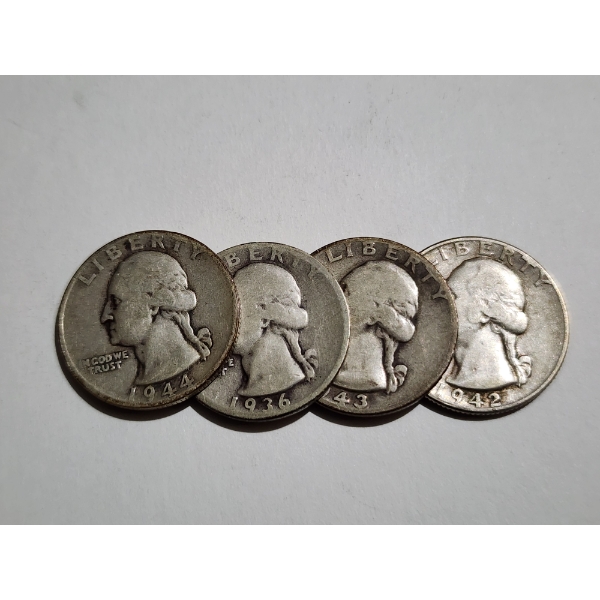 $1.00 Face Value in Assorted United States 90% Silver Washington Head Quarters 
