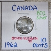 Image 4 : 1936, 1939, & 1962 Canada 10 Cents Silver Coins 80% Silver ASW 0.0600 oz Each