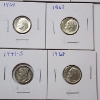 Image 5 : x10 Assorted Years United States 90% Silver Mercury & Roosevelt Dimes - Face Value: $1.00