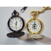 Image 3 : Two Pocket Watches: Black Finish & Two-Tone Chinese Dragon 