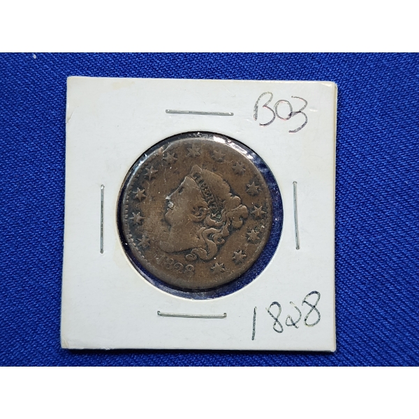 United States 1828 Matron Head Large Cent Large Narrow Date 