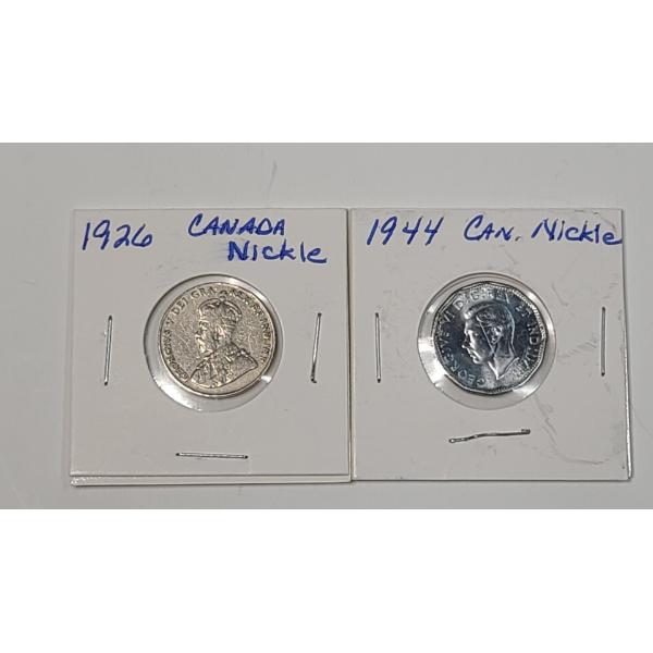 1926 & 1944 Canadian "Victory" 5-Cent Coin