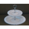 Image 1 : 2 Tier Fenton Milk Glass Crystal Crest Serving Platter