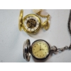 Image 3 : Two Pocket Watches: Gold-Tone Unique Open Design & Silver-Tone Montana Silversmiths Star Design
