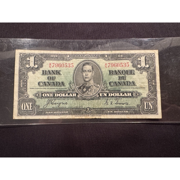 1937 Bank Of Canada One Dollar Bill - Excellent Condition