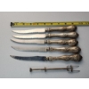 Image 2 : 5 Sterling Silver Handle / Stainless Blade Knives & Pickle Fork TW: 305.9g