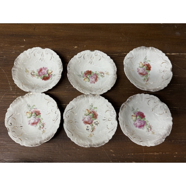Beautiful Floral Glass Bowls - 6 Total