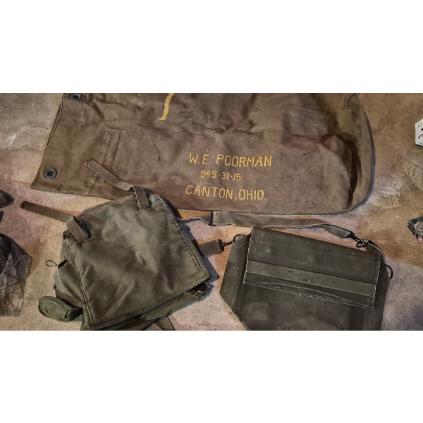 PICKUP IN CANTON -  Military Full Size Duffle Bag, Back Pack & Pouch As Shown