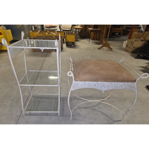  *Pick Up At Mantua Home-No Shipping* Matching Gorgeous Wrought Iron Stand & Padded Bench Set