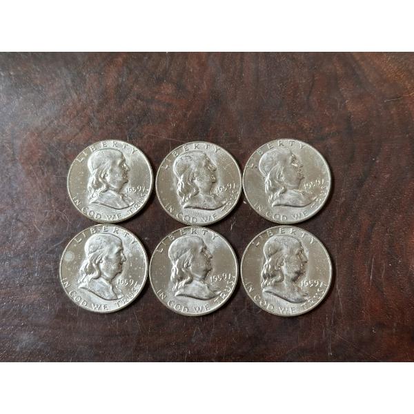 1959 Brilliant Uncirculated Franklin Half Dollars - $3.00 Face Value