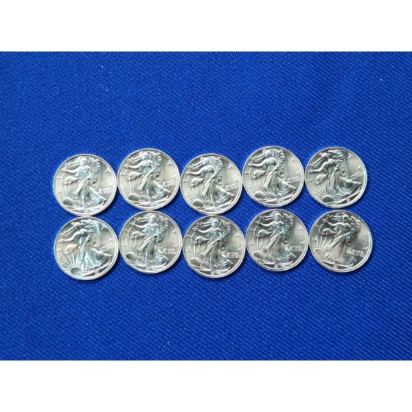Lot of (10) 1/10th troy oz Walking Liberty Silver Rounds .999 Silver - 1 oz Silver Total!
