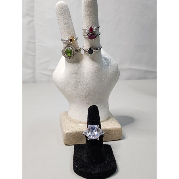 x6 Gorgeous Sterling Silver Rings w/ Assorted Colored Stones TW: 18.5g