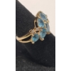 Image 3 : 14K Yellow Gold Ring With Blue Topaz & Diamond Accents - Size 5- Weight: 3.4g