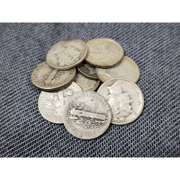 $1.00 Face Value in Assorted 90% Silver United States Dimes 