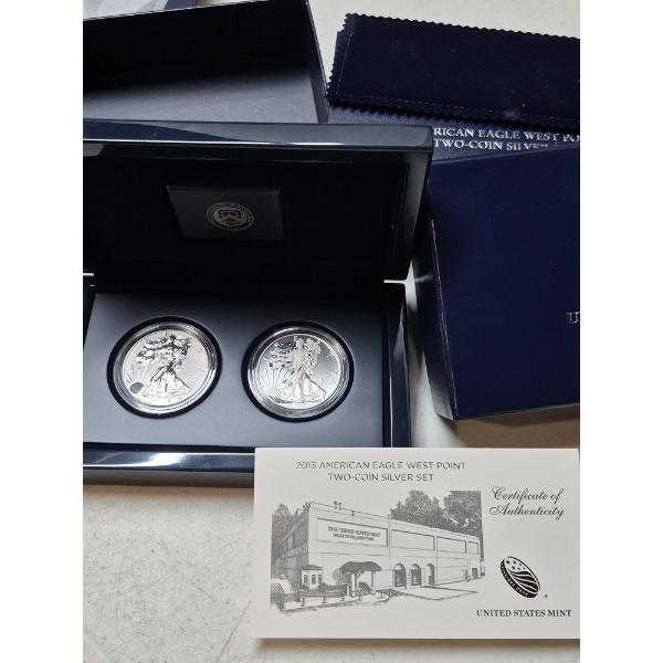 Superb U S Silver Eagle 2 Coin Proof Set - 2013 W Cameo & Reverse Proofs in Collector Case w COA