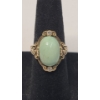 Image 1 : Vintage Women's 14K Gold Ring With Green Stone & Small Accent Diamonds - Size 4.5 - Weight: 5.5g