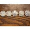 Image 2 : 90% Silver - 5 Walking Liberty Silver Half Dollar - FV $2.50 - Years 1937, 1938, 1942, 1941, 1943