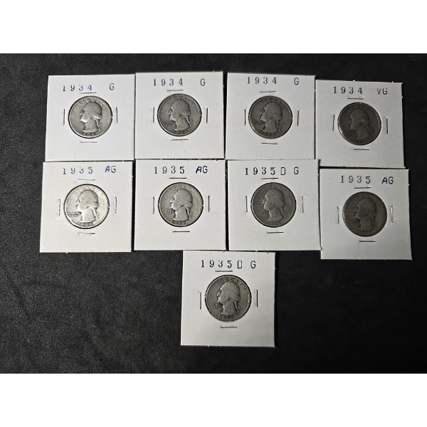 (9) Silver Washington Quarters - 90% Silver