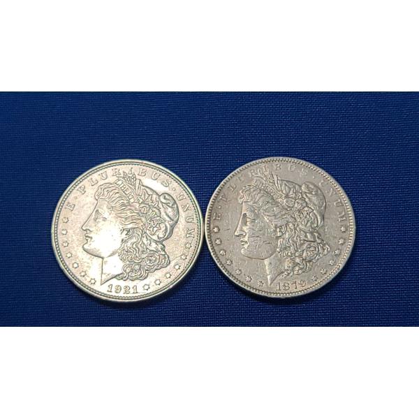 1879 & 1921 90% Silver Morgan Dollars