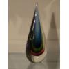 Image 2 : Crystal & Multi Color Tear Drop Small Art Glass Sculpture - 7" x 6"  Nice