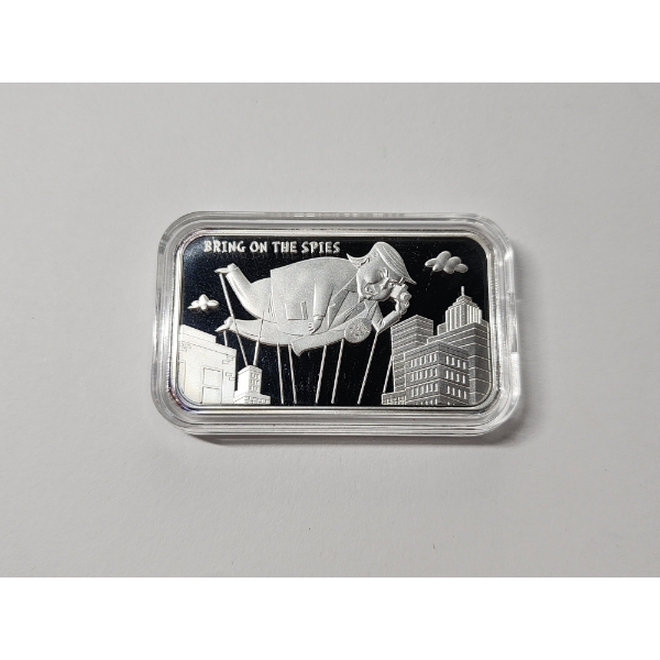Limited Metal Stackers "Bring on the Spies Trump 2021" 1 Troy Ounce 999 Fine Silver Art Bar