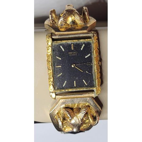 Vintage Seiko Quartz Wrist Watch With Rams Head Motifs