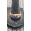 Image 1 : 10K Gold Ring With Beautiful Blue Center Stone & Clear Side Stones 2.9 Grams