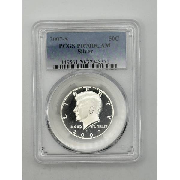 PCGS PR70DCAM 2007-S 90% Silver Kennedy Half Dollar