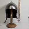 Image 2 : Open-Face Medieval Bascinet Helmet On Wooden Display Stand