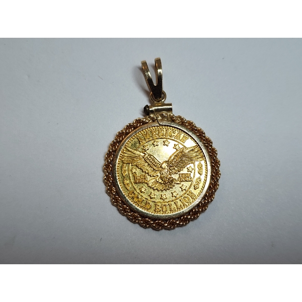 Incredible 1/10th oz American Gold Bullion Gold Coin in 14K Gold Holder - TW: 4.7g 