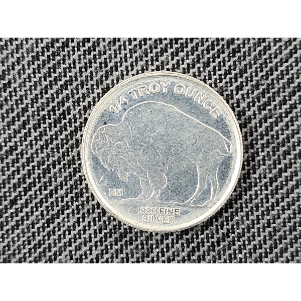 1/4 Troy Ounce .999 Fine Silver Indian Buffalo Round - 0.25 Troy Ounce